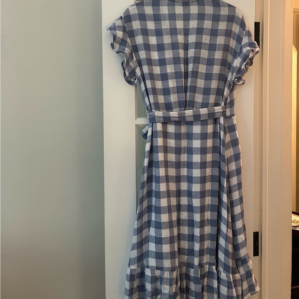 Rails Brigitte Belted Wrap Dress in Periwinkle & White Check Size XS - Picture 13 of 16
